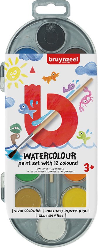 Bruynzeel Kids Watercolor Set of 12 Colors with Brush