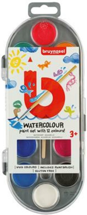 Bruynzeel Kids Watercolor Set of 12 Colors with Brush