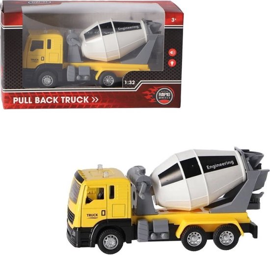 Rapid Wheels Die-Cast Pull-Back Cement Truck + Light And Sound 1:32