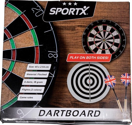 SportX Dartbord Flocked met 6
