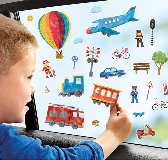 Totum Window Stickers Travel Vehicles Traffic - Reusable