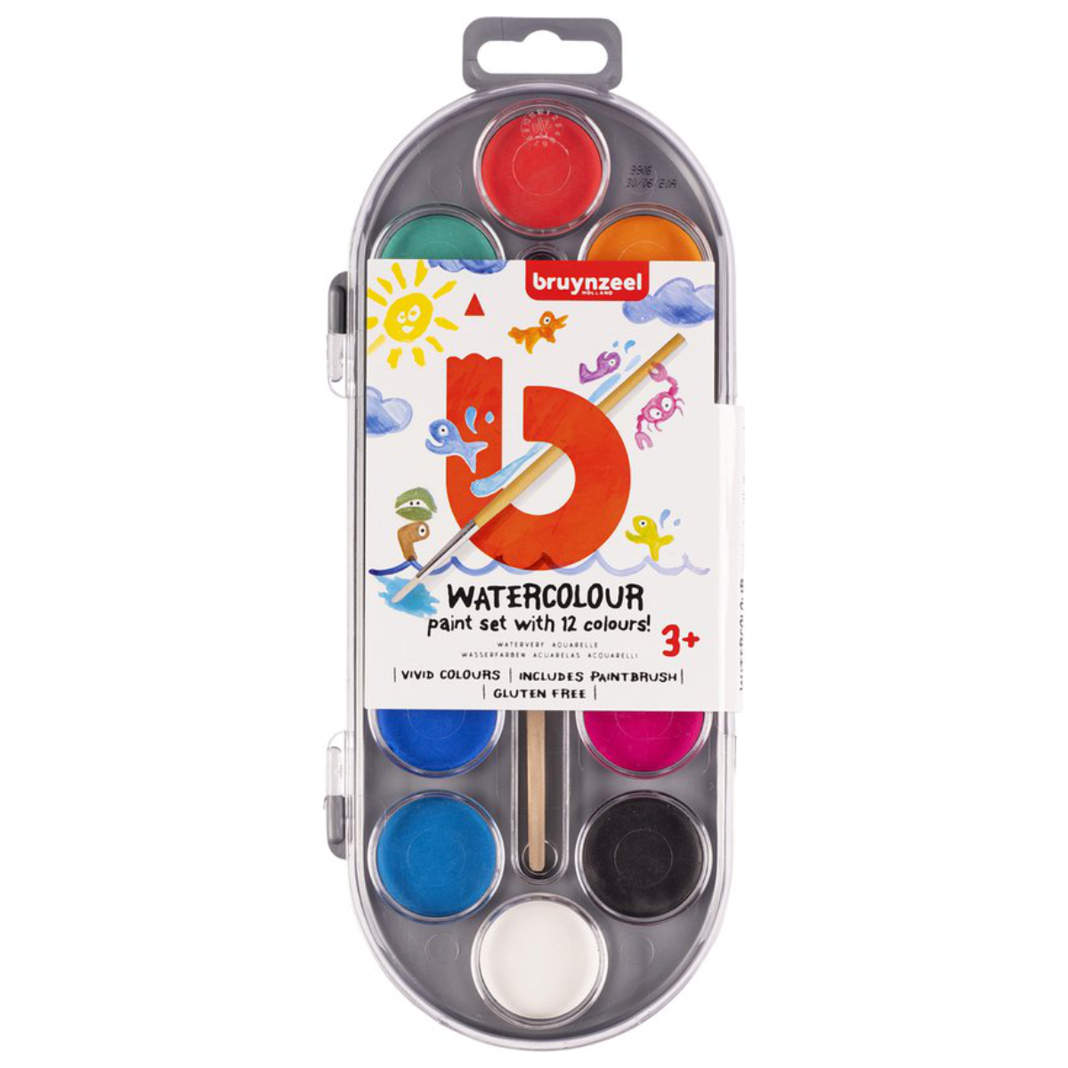 Bruynzeel Kids Watercolor Set of 12 Colors with Brush