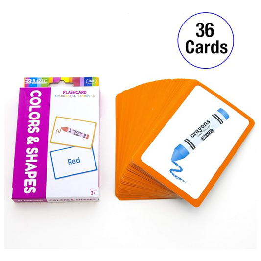 Flashcard set with 'Colors & Shapes' theme on a white background