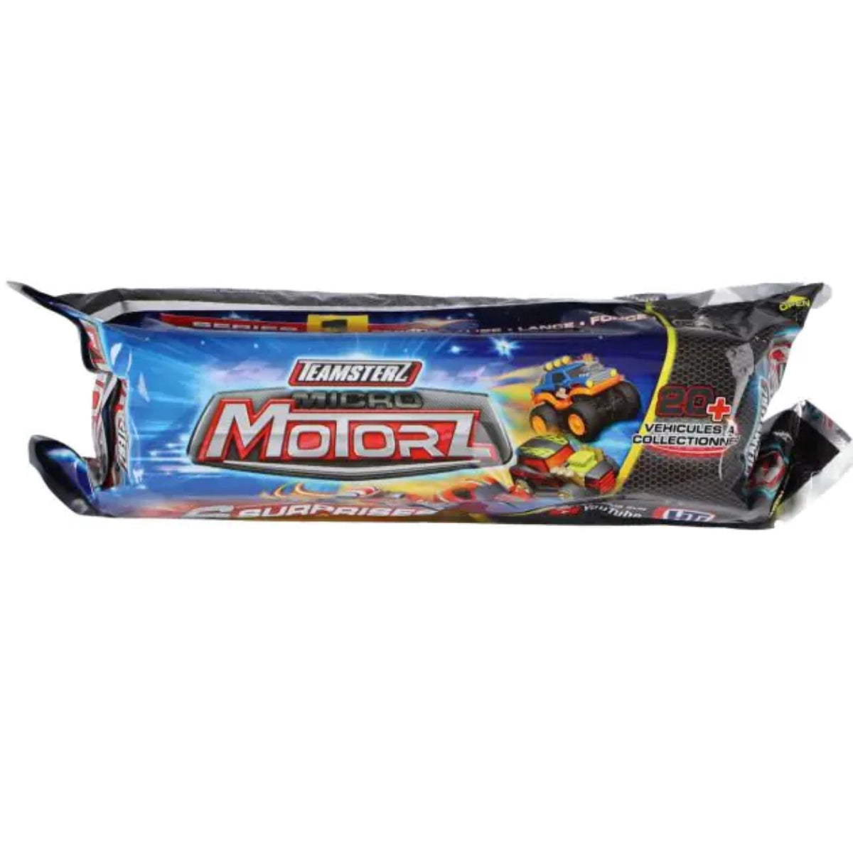Toy package with 'Motorz' branding on a white background