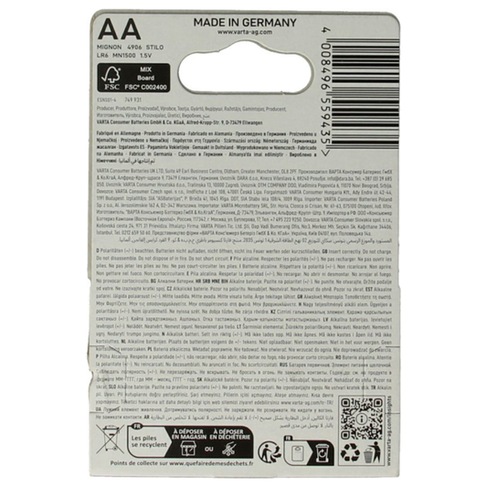 BATT. 4X ALKALINE AA VARTA