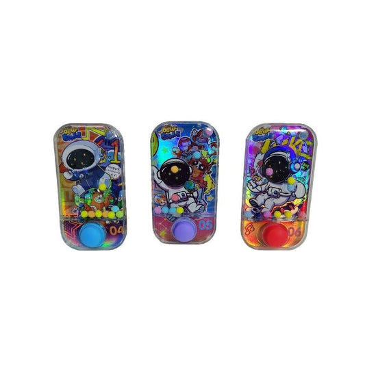 Three colorful water game with cartoon character designs on a white background