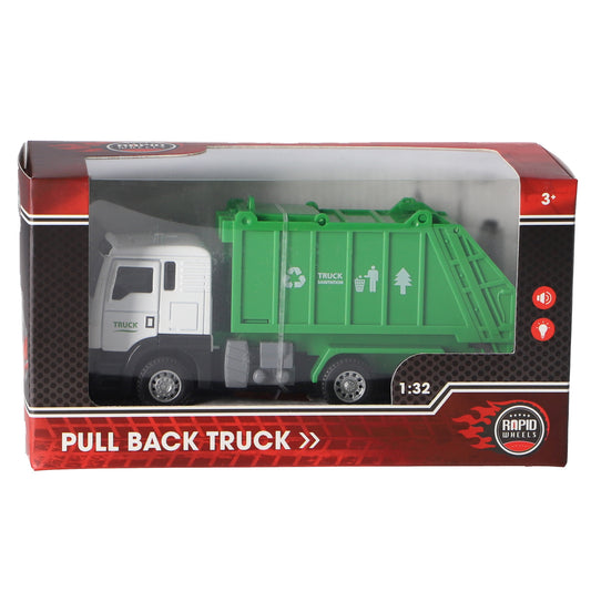 Rapid Wheels Pull Back Garbage Truck Light And Sound