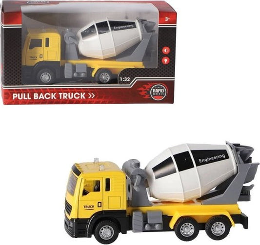 Rapid Wheels Die-Cast Pull-Back Cement Truck + Light And Sound 1:32