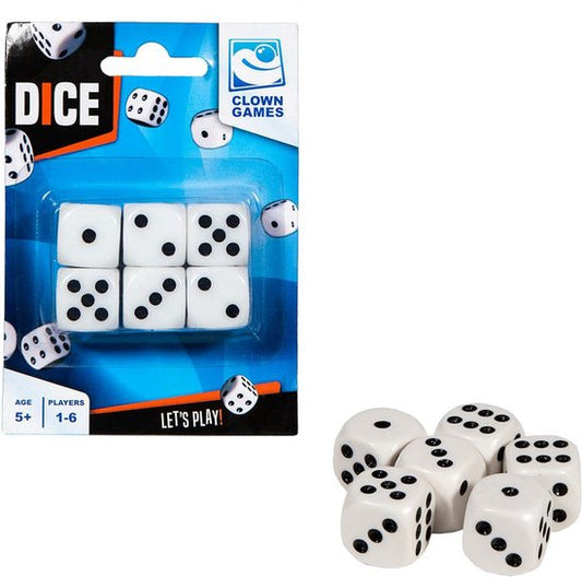 Dice - 6 pieces - white/black