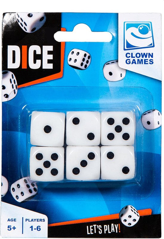 Dice - 6 pieces - white/black